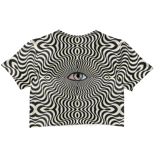 Hypnotic Eye All Over Print Cotton Crop Tee