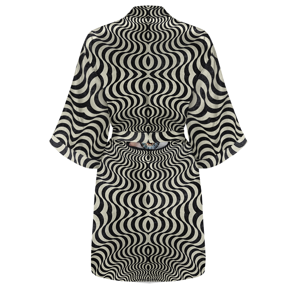 Hypnotic Eye All Over Print Women's Satin Kimono Robe