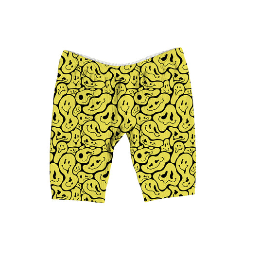 Trippy Smiley Faces All Over Print Women's Ribbed Shorts