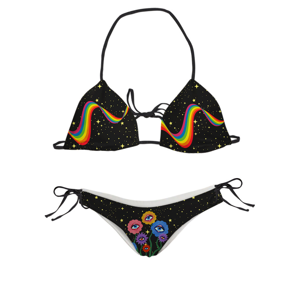 Rainbow Eyes All Over Print Sling Bikini Swimsuit – Shroom Beach