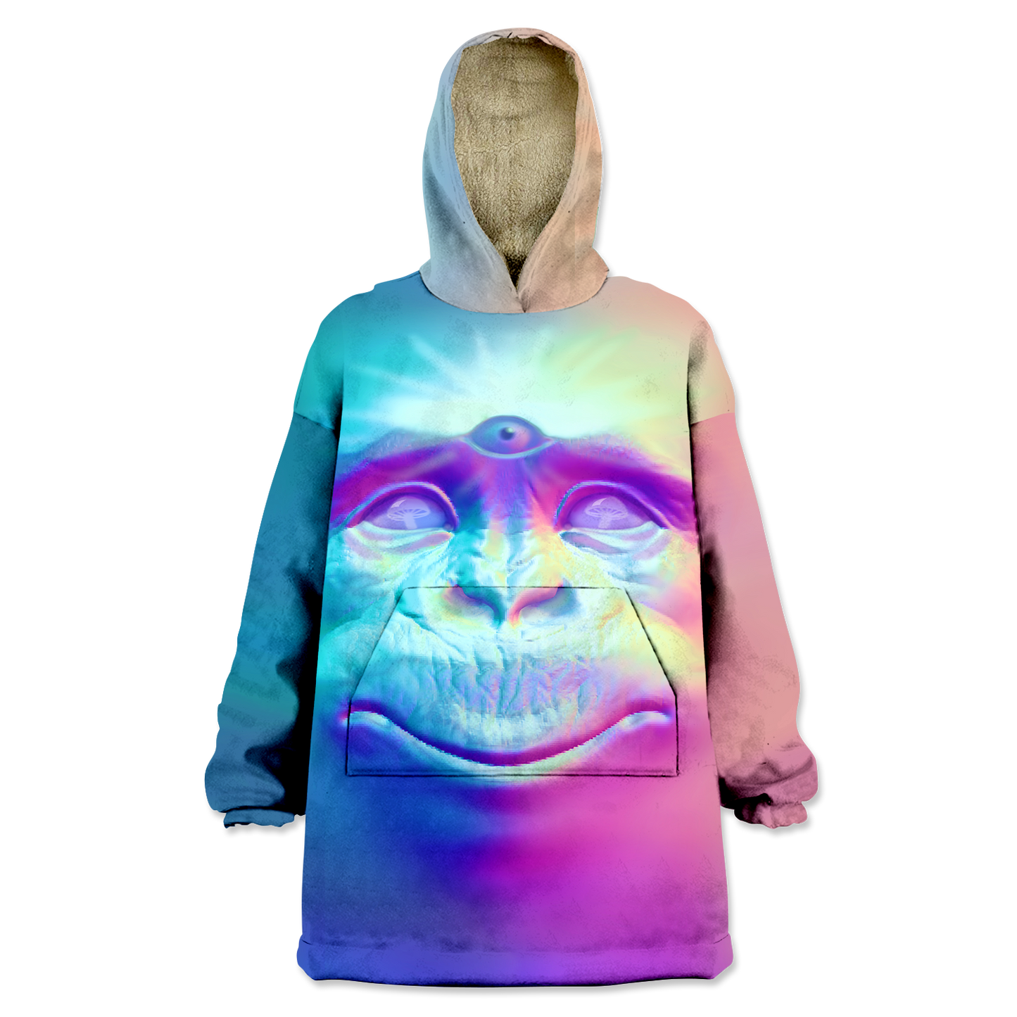 Neon Glowing Monkey All Over Print Wearable Blanket Hoodie
