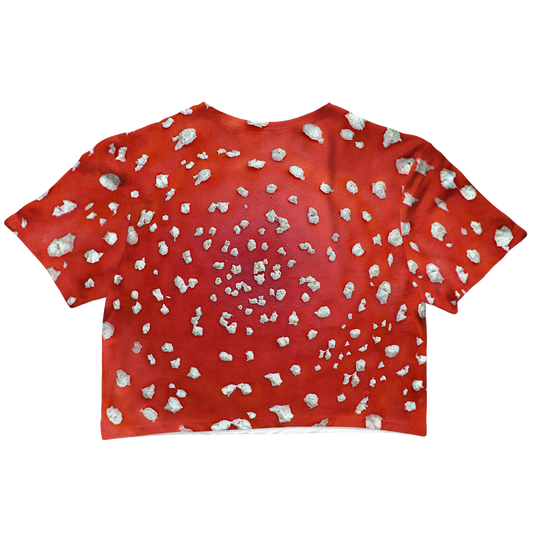 Fly Agaric - Amanita All Over Print Cotton Crop Tee