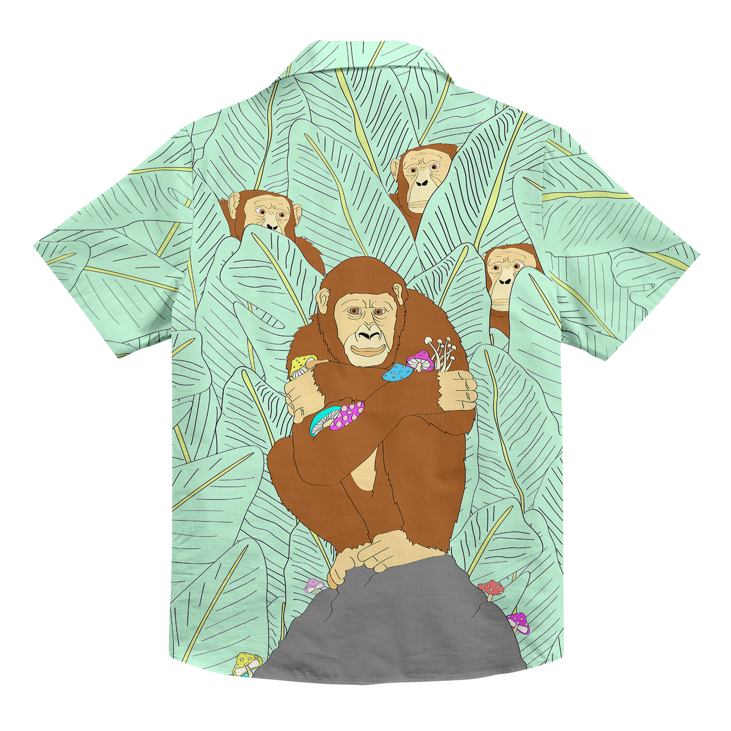 Apes Psi~ All Over Print Hawaiian Button Up
