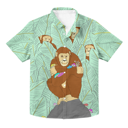 Apes Psi~ All Over Print Hawaiian Button Up