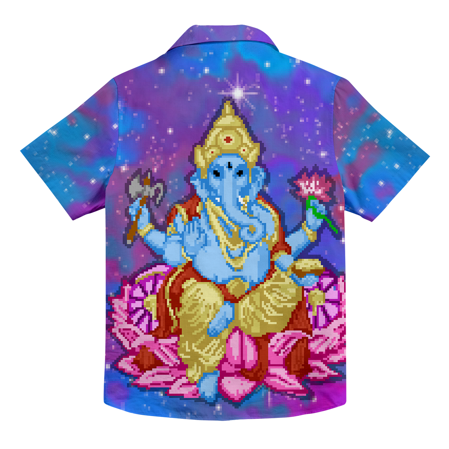Pixel Ganesha All Over Print Hawaiian Button Up