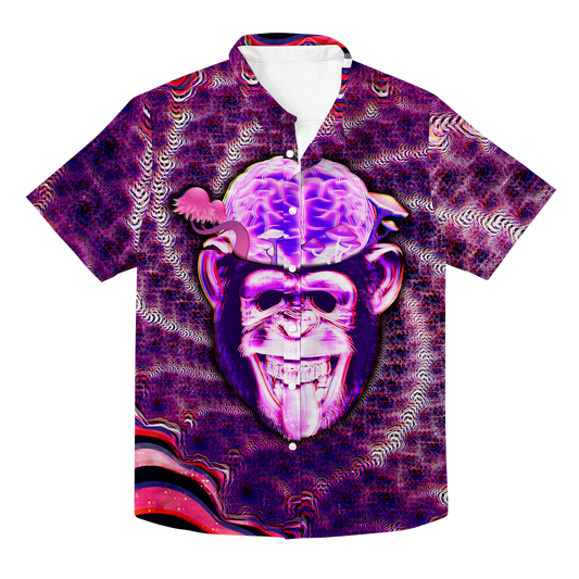 Ston~ Ape Brain All Over Print Hawaiian Button Up