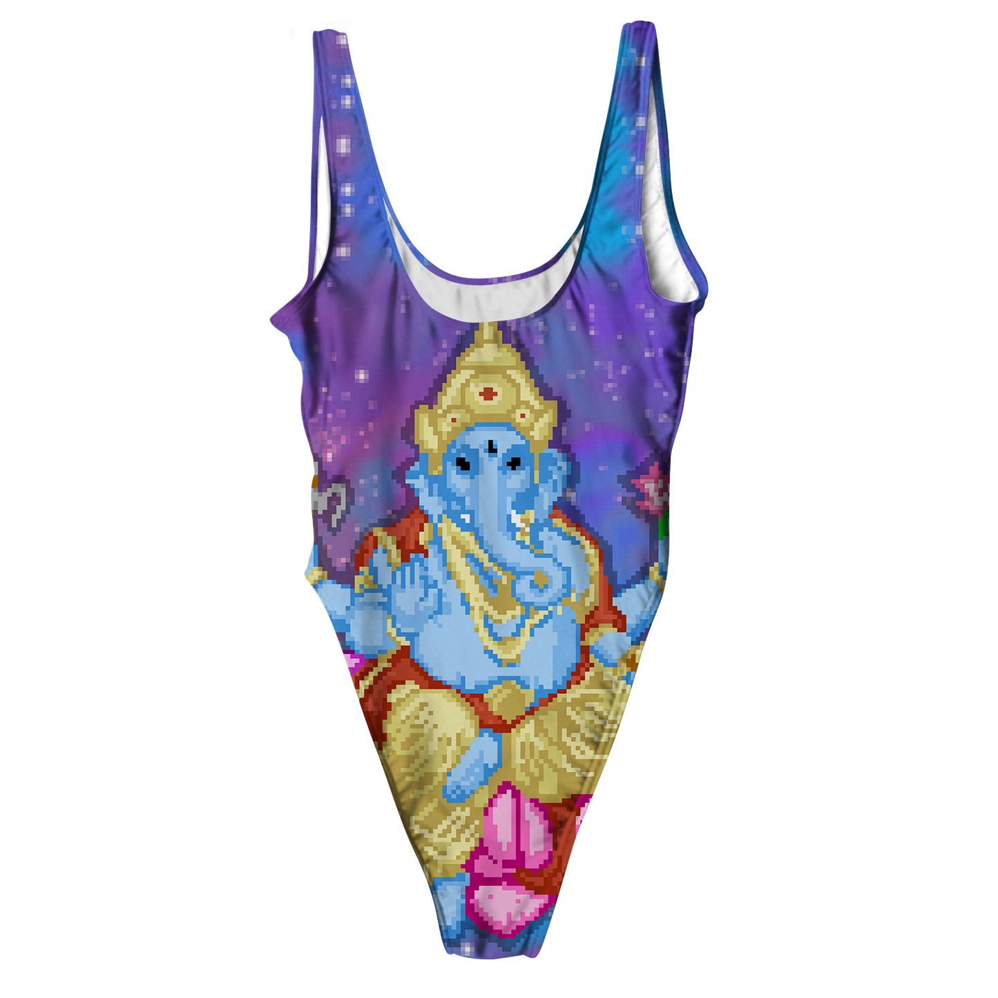 Pixel Ganesha All Over Print High Waist Swimsuit