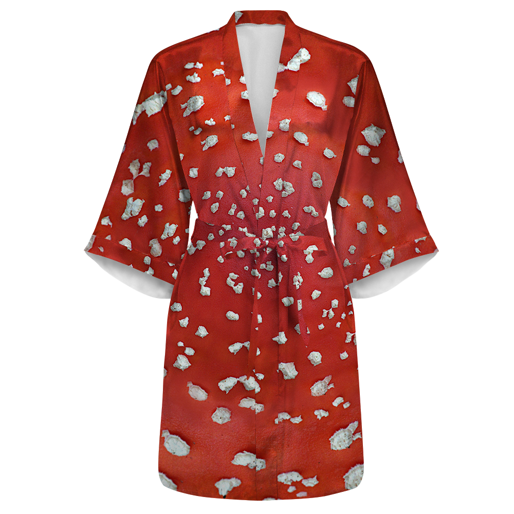 Fly Agaric - Amanita All Over Print Women's Satin Kimono Robe