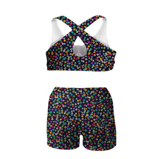 Tabs All Over Print Sports Bra Suit