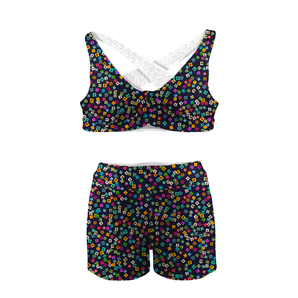Tabs All Over Print Sports Bra Suit