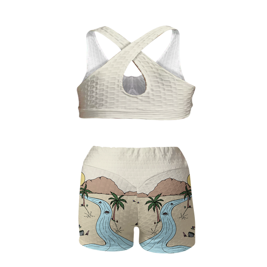 Beach Vibes All Over Print Sports Bra Suit