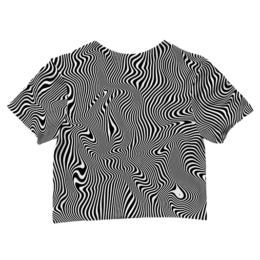 Trippy Wave All Over Print Cotton Crop Tee