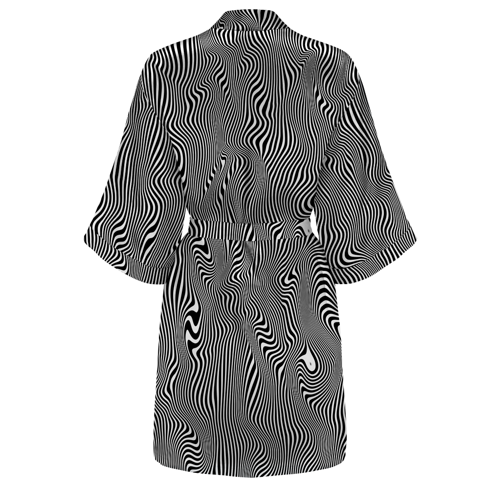Trippy Wave All Over Print Women's Satin Kimono Robe