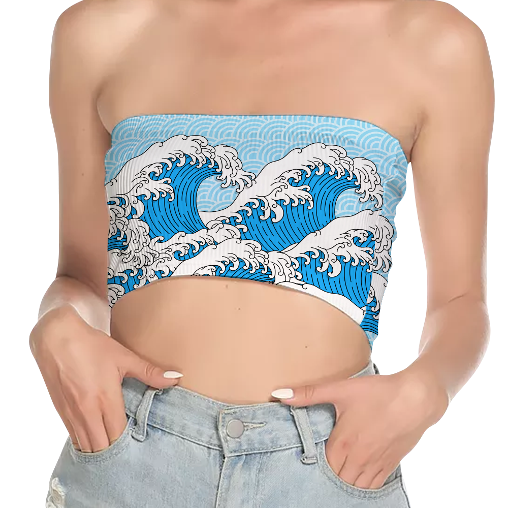 Retro Waves All Over Print Women's Tube Top