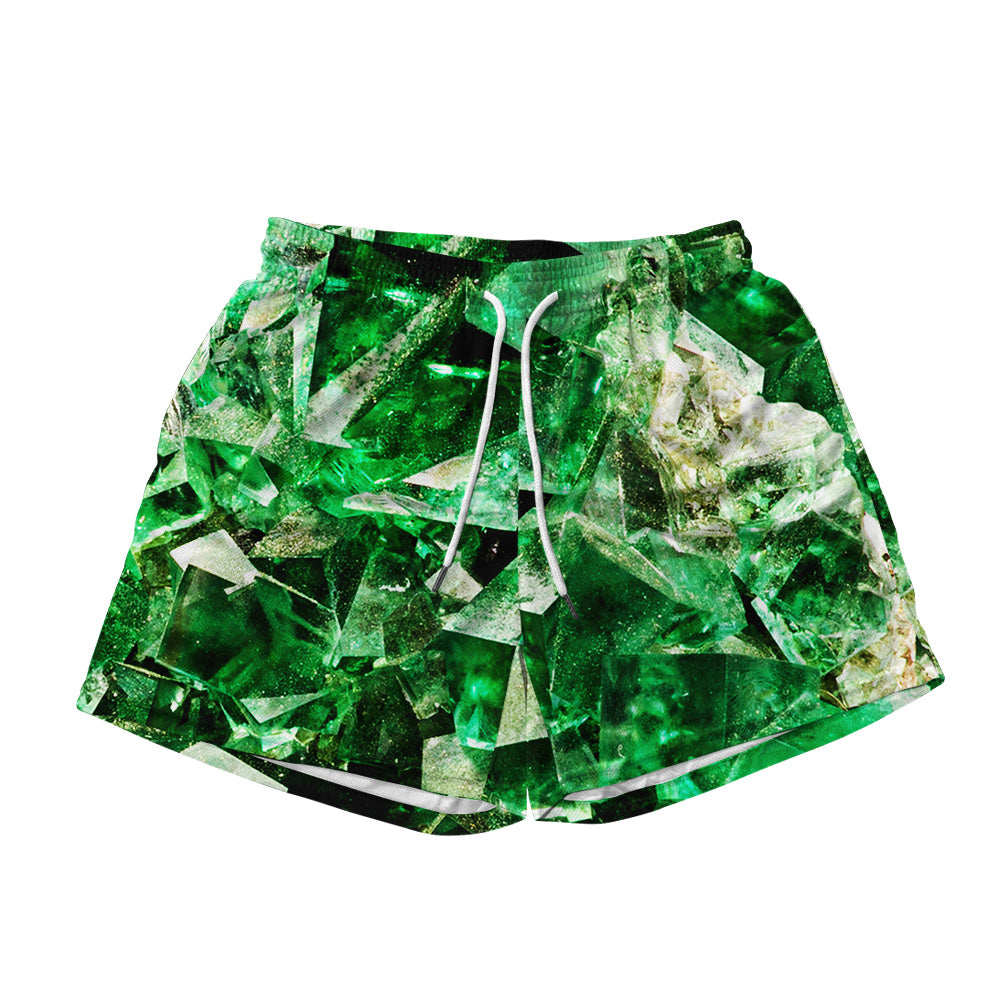 Emerald All Over Print Men's Mesh Shorts