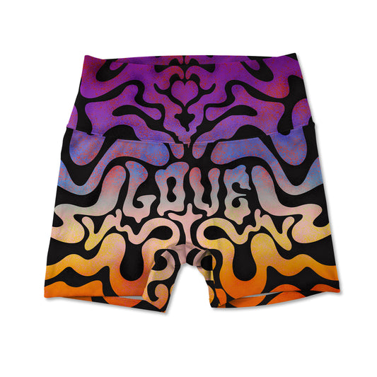 Love Hippie Allover Print Women's Active Shorts