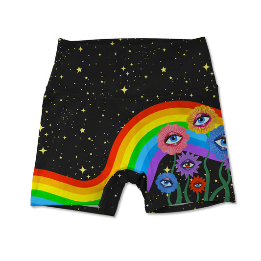 Rainbow Eyes Allover Print Women's Active Shorts