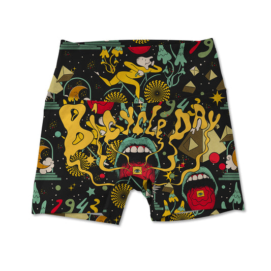 Bicycle Day Allover Print Women's Active Shorts