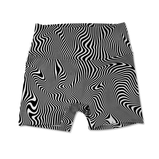 Trippy Wave Allover Print Women's Active Shorts