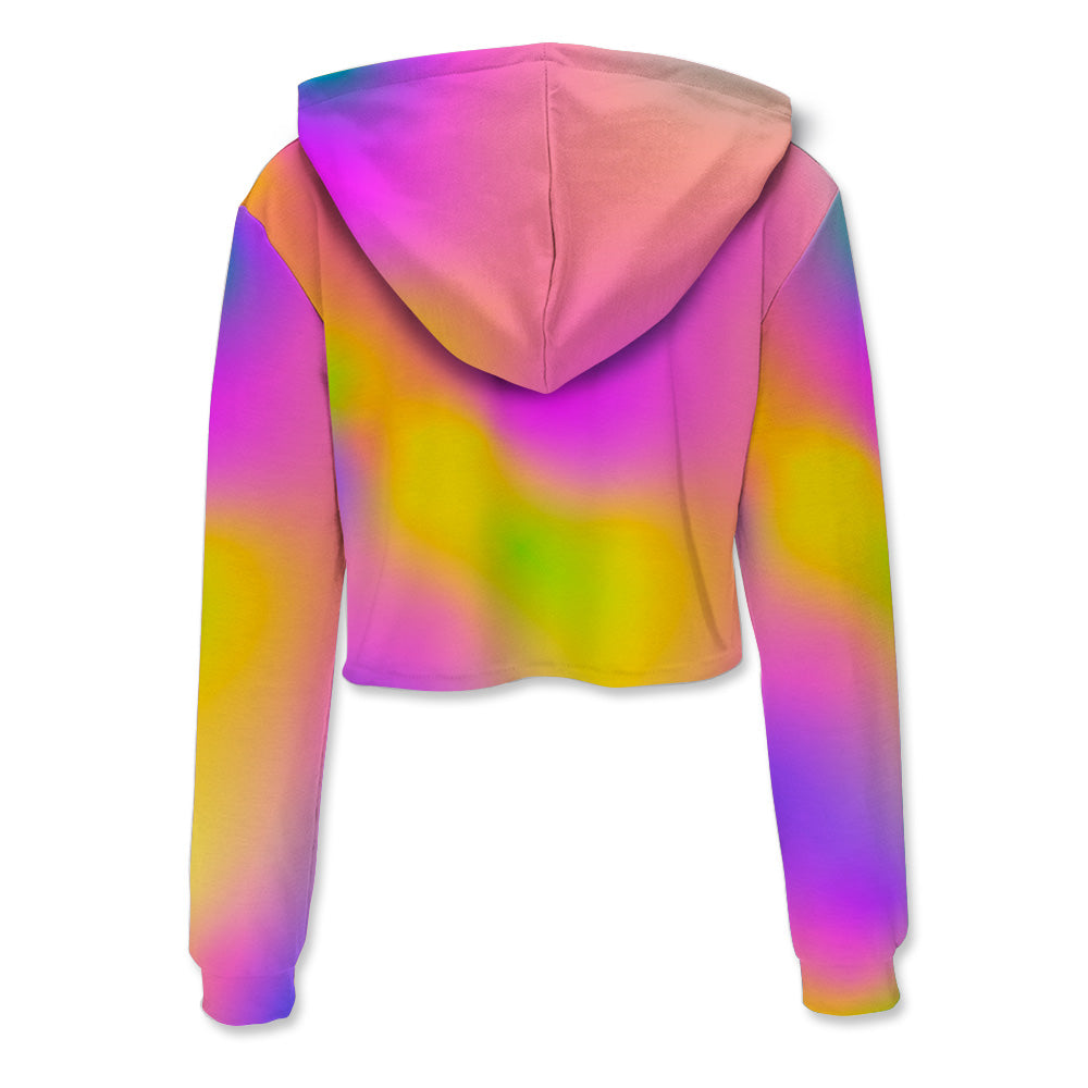 Neon Dream All Over Print Crop Hoodie