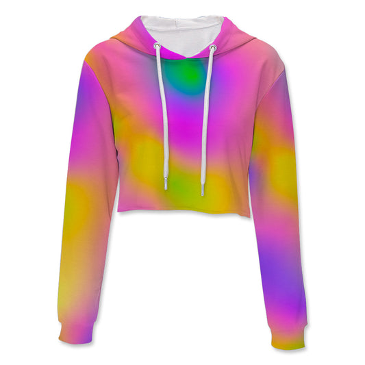 Neon Dream All Over Print Crop Hoodie