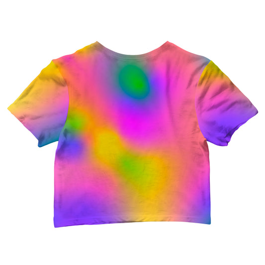 Neon Dream All Over Print Cotton Crop Tee