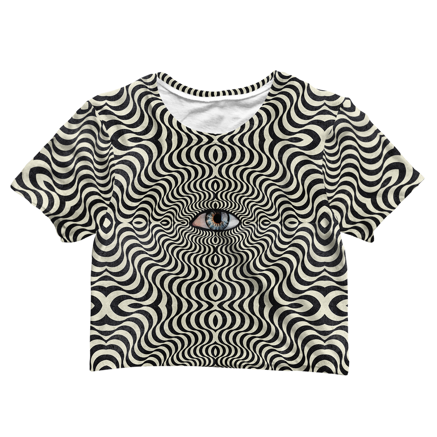 Hypnotic Eye All Over Print Cotton Crop Tee