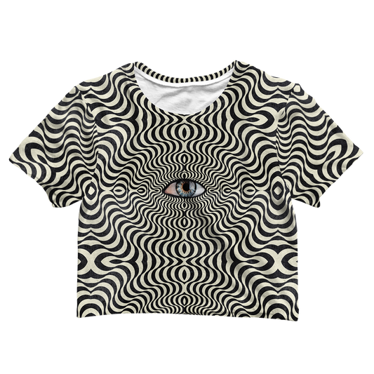 Hypnotic Eye All Over Print Cotton Crop Tee