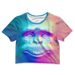 Neon Glowing Monkey All Over Print Cotton Crop Tee