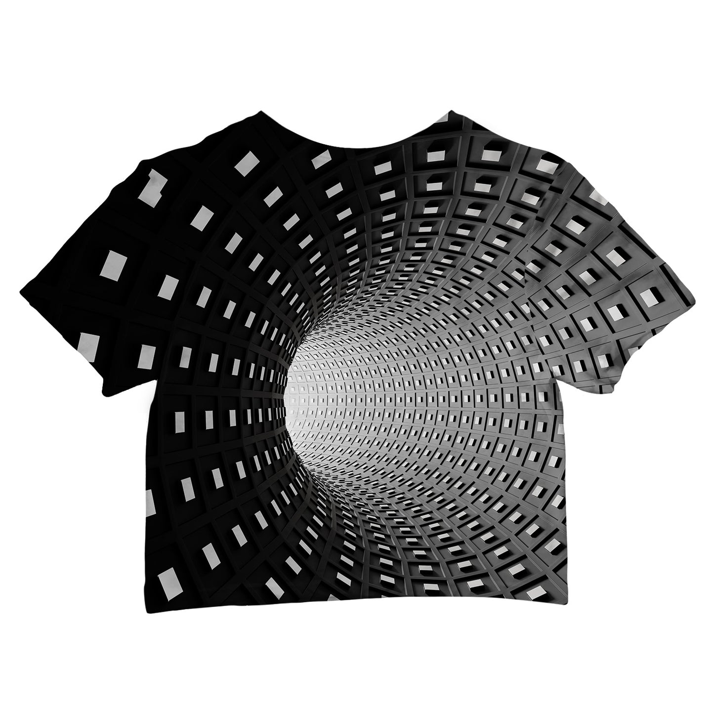 Optical Illusion All Over Print Cotton Crop Tee