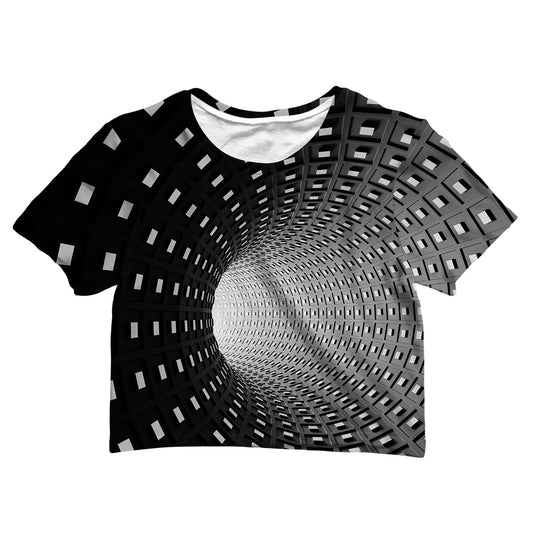 Optical Illusion All Over Print Cotton Crop Tee