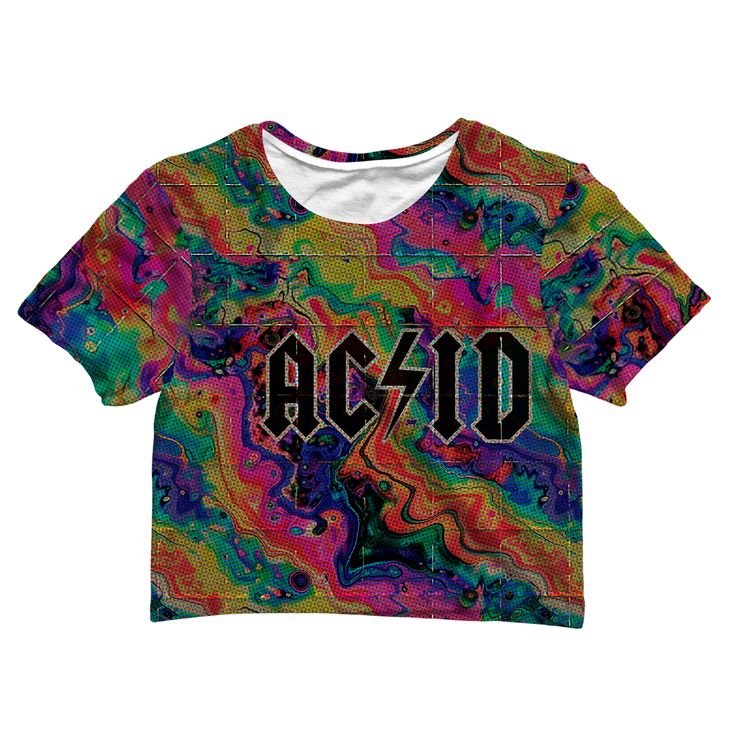 Acid Melt All Over Print Cotton Crop Tee