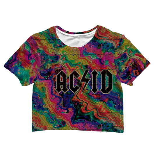 Acid Melt All Over Print Cotton Crop Tee