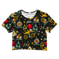 Bicycle Day Pattern All Over Print Cotton Crop Tee