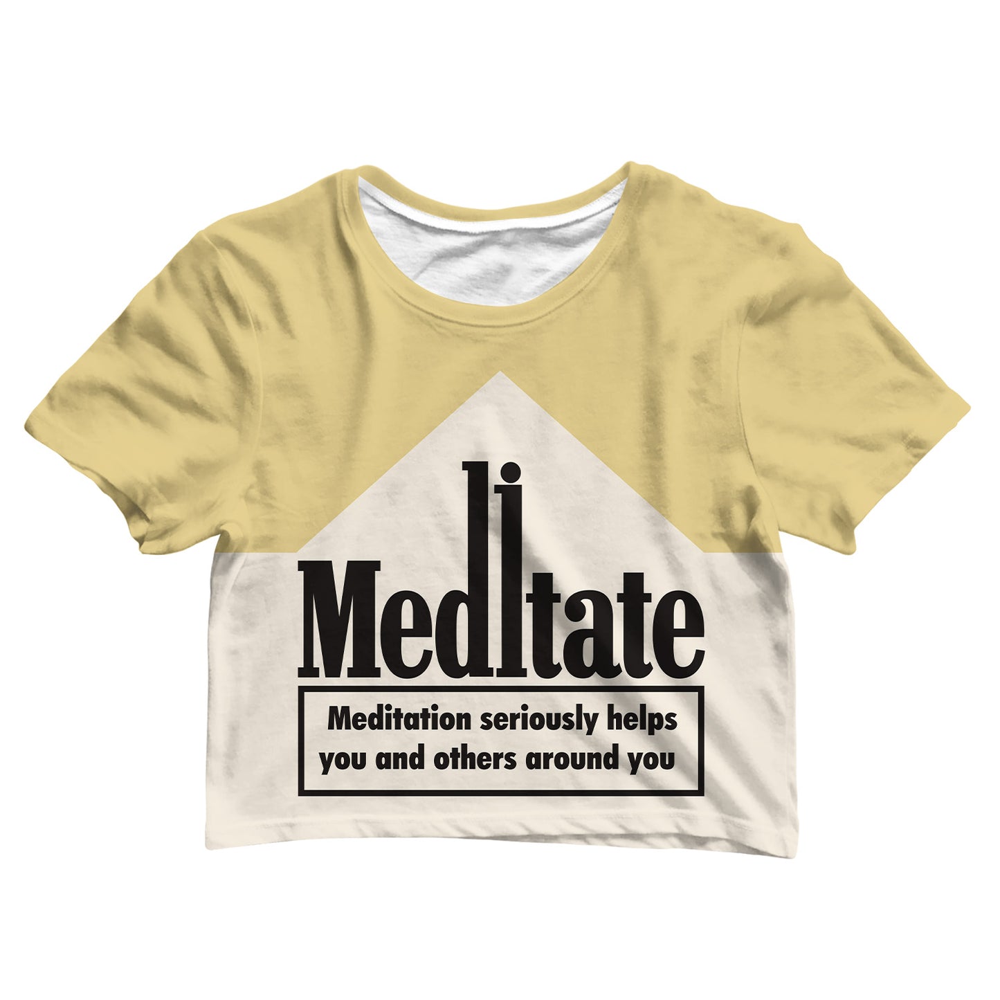 Meditate All Over Print Cotton Crop Tee