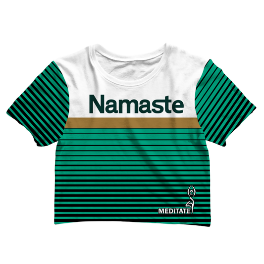 Namaste All Over Print Cotton Crop Tee