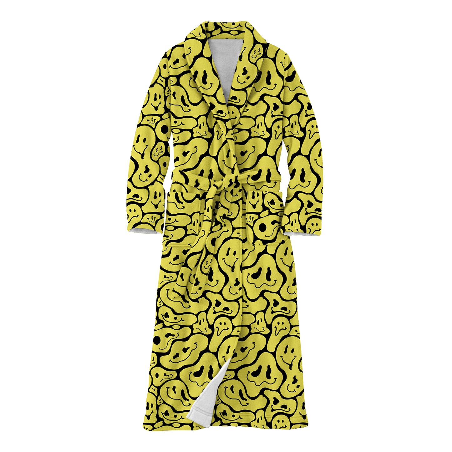 Trippy Smiley Faces All Over Print Fleece Robe