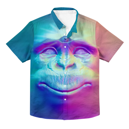 Neon Glowing Monkey All Over Print Hawaiian Button Up
