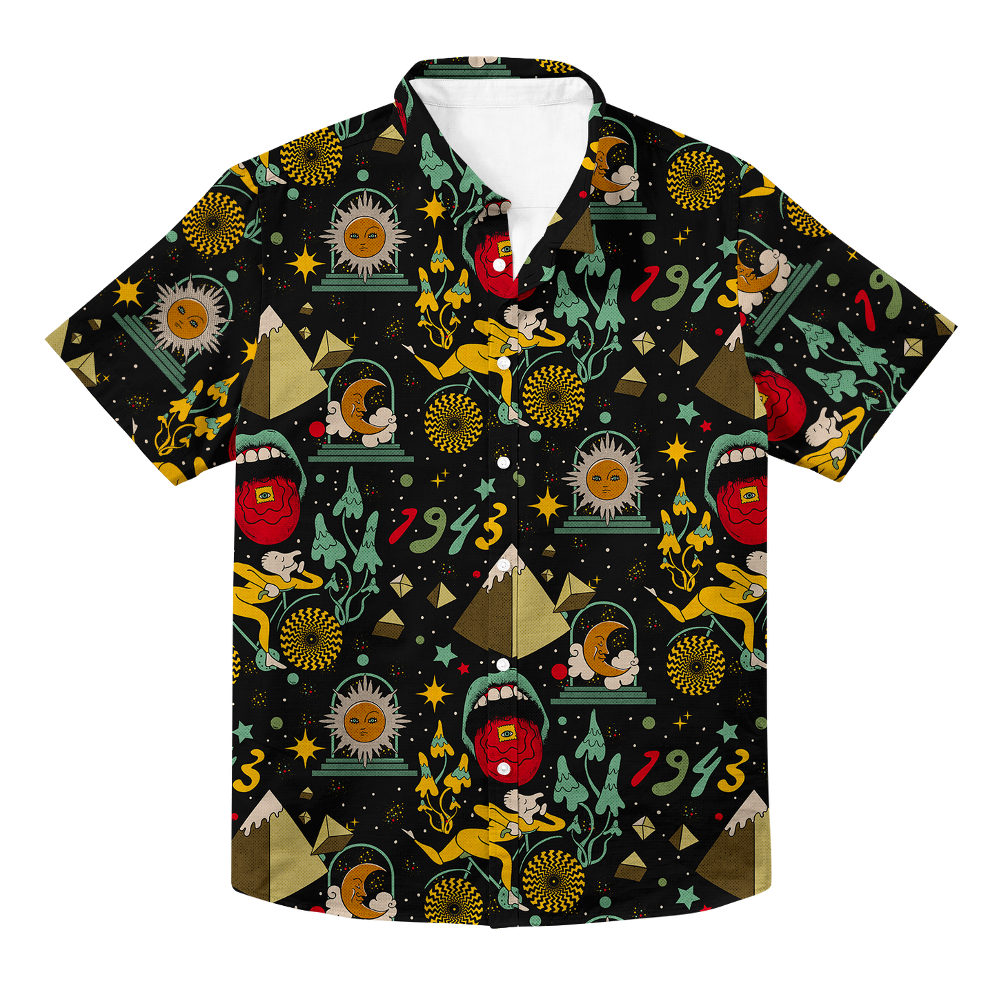 Bicycle Day Pattern All Over Print Hawaiian Button Up