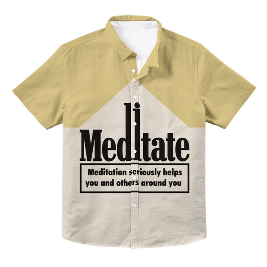 Meditate All Over Print Hawaiian Button Up