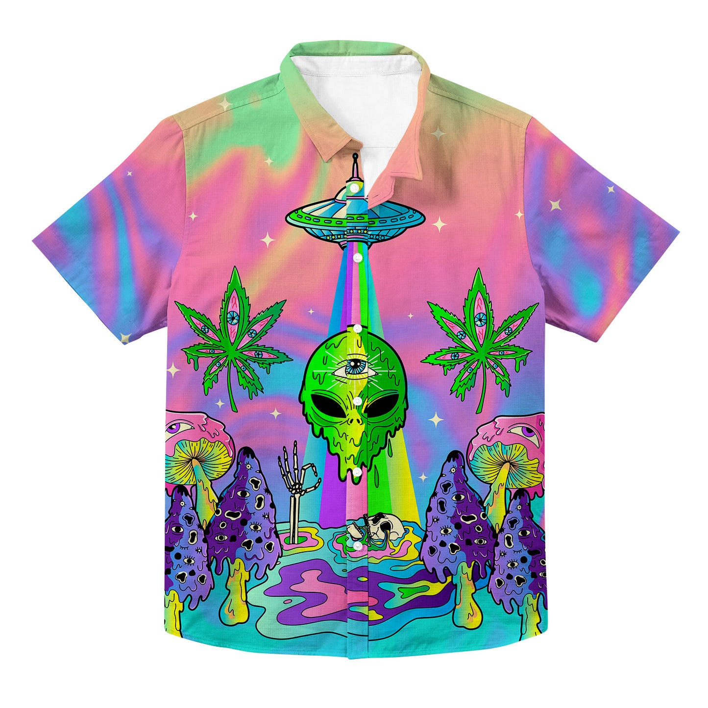 Psyc Trip All Over Print Hawaiian Button Up