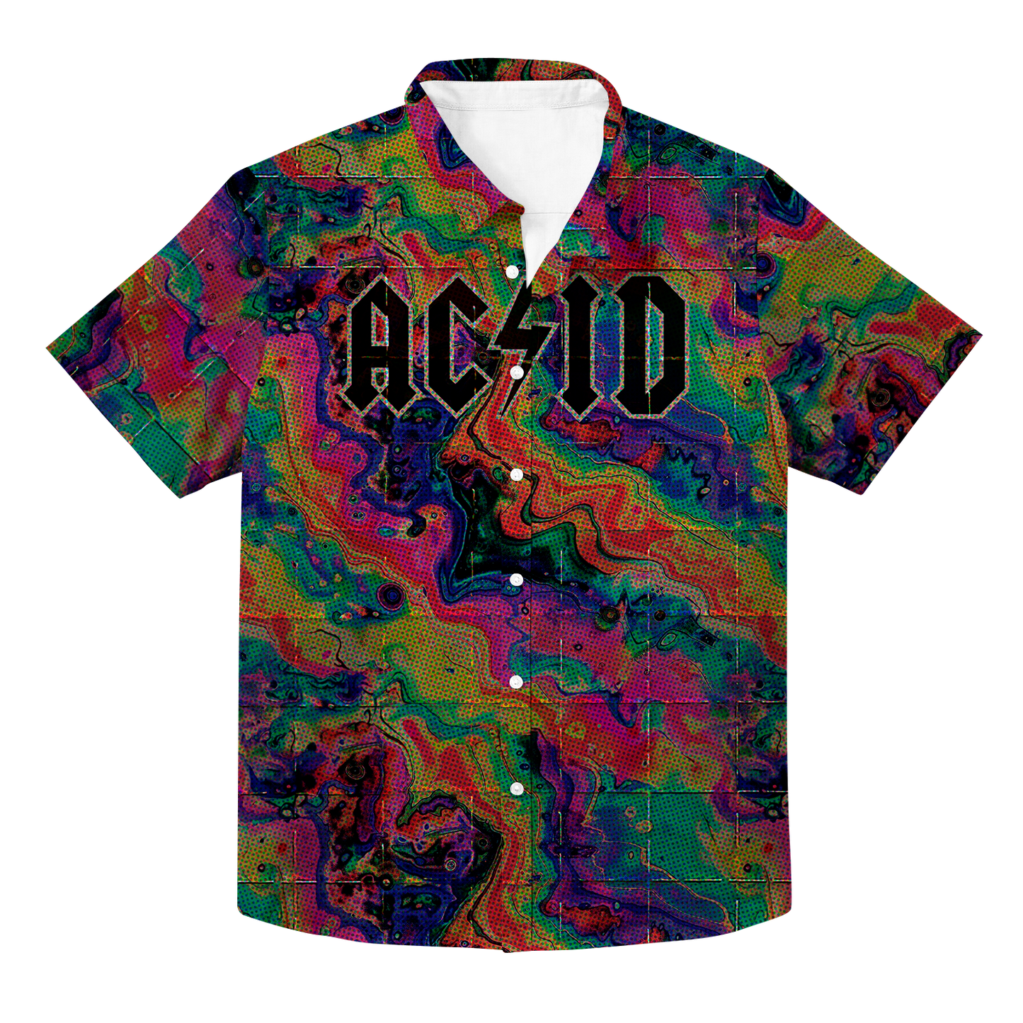 Acid Melt All Over Print Hawaiian Button Up