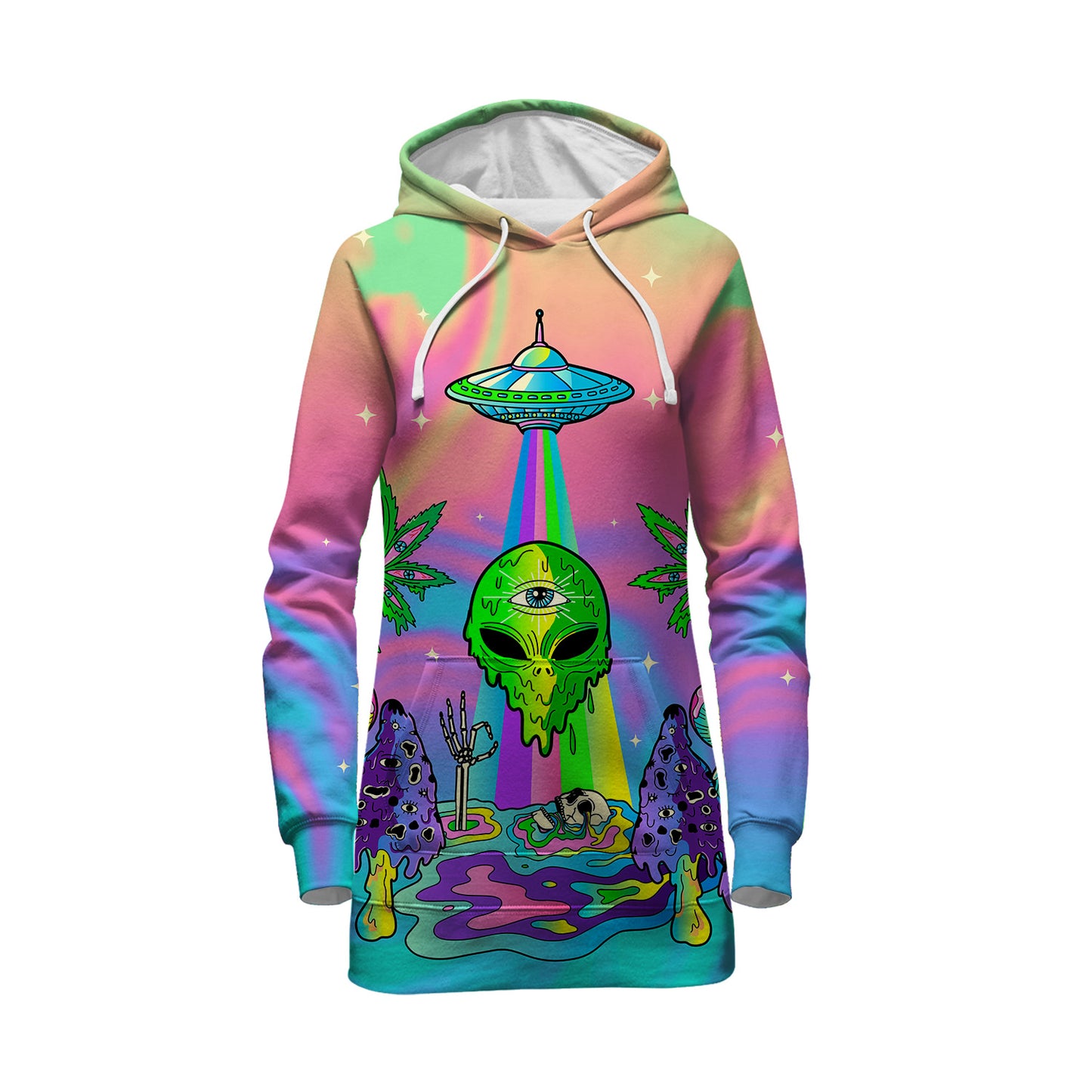 Psyc Trip All Over Print Hoodie Dress