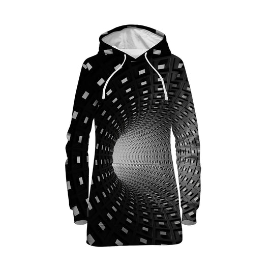 Optical Illusion All Over Print Hoodie Dress