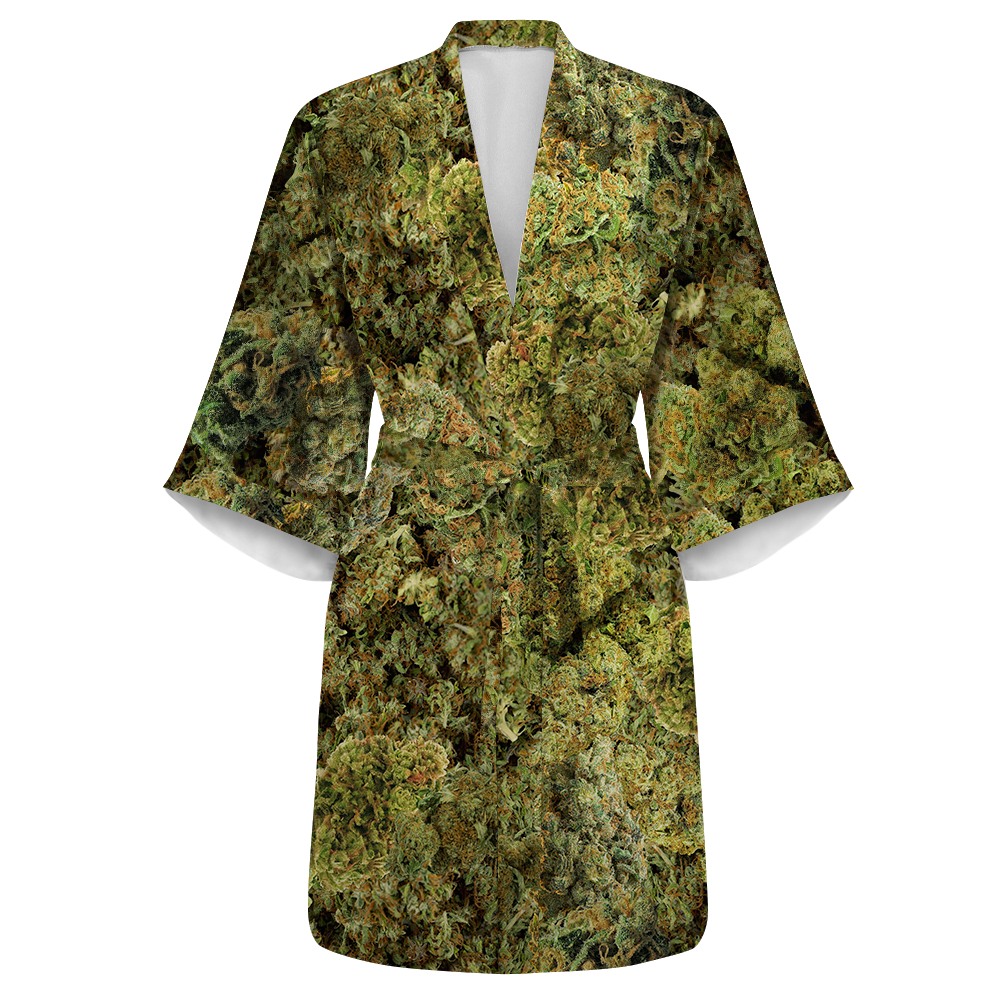 Cann~ Is My Friend All Over Print Women's Satin Kimono Robe