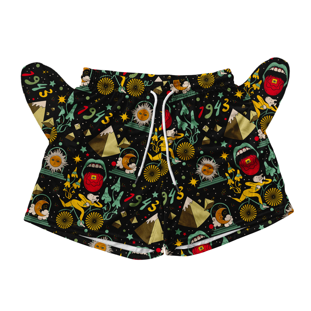 Bicycle Day Pattern All Over Print Men's Mesh Shorts