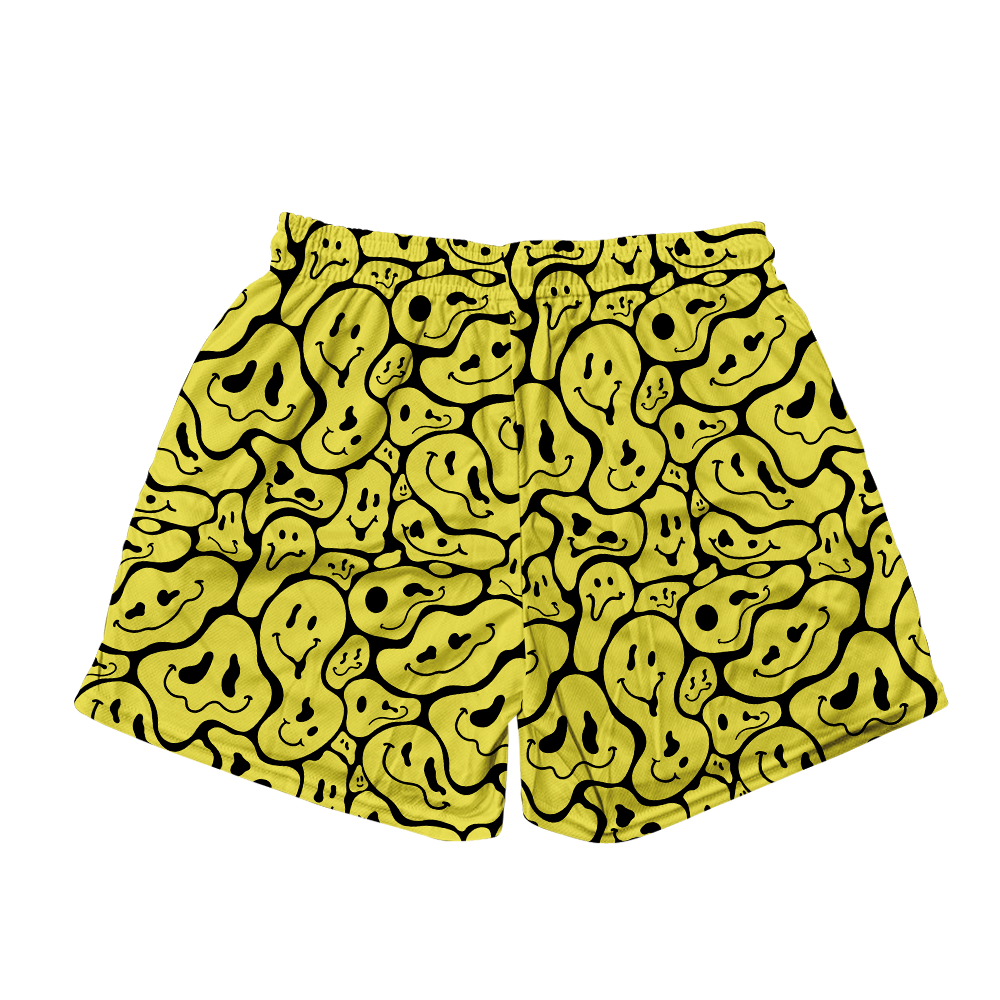 Trippy Smiley Faces All Over Print Men's Mesh Shorts