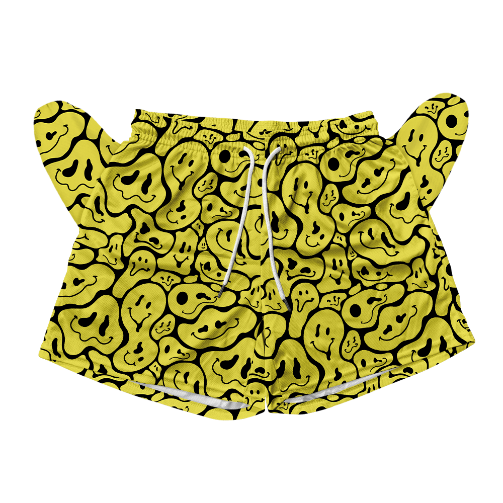 Trippy Smiley Faces All Over Print Men's Mesh Shorts