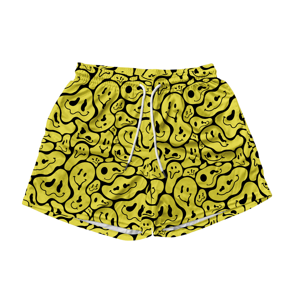 Trippy Smiley Faces All Over Print Men's Mesh Shorts