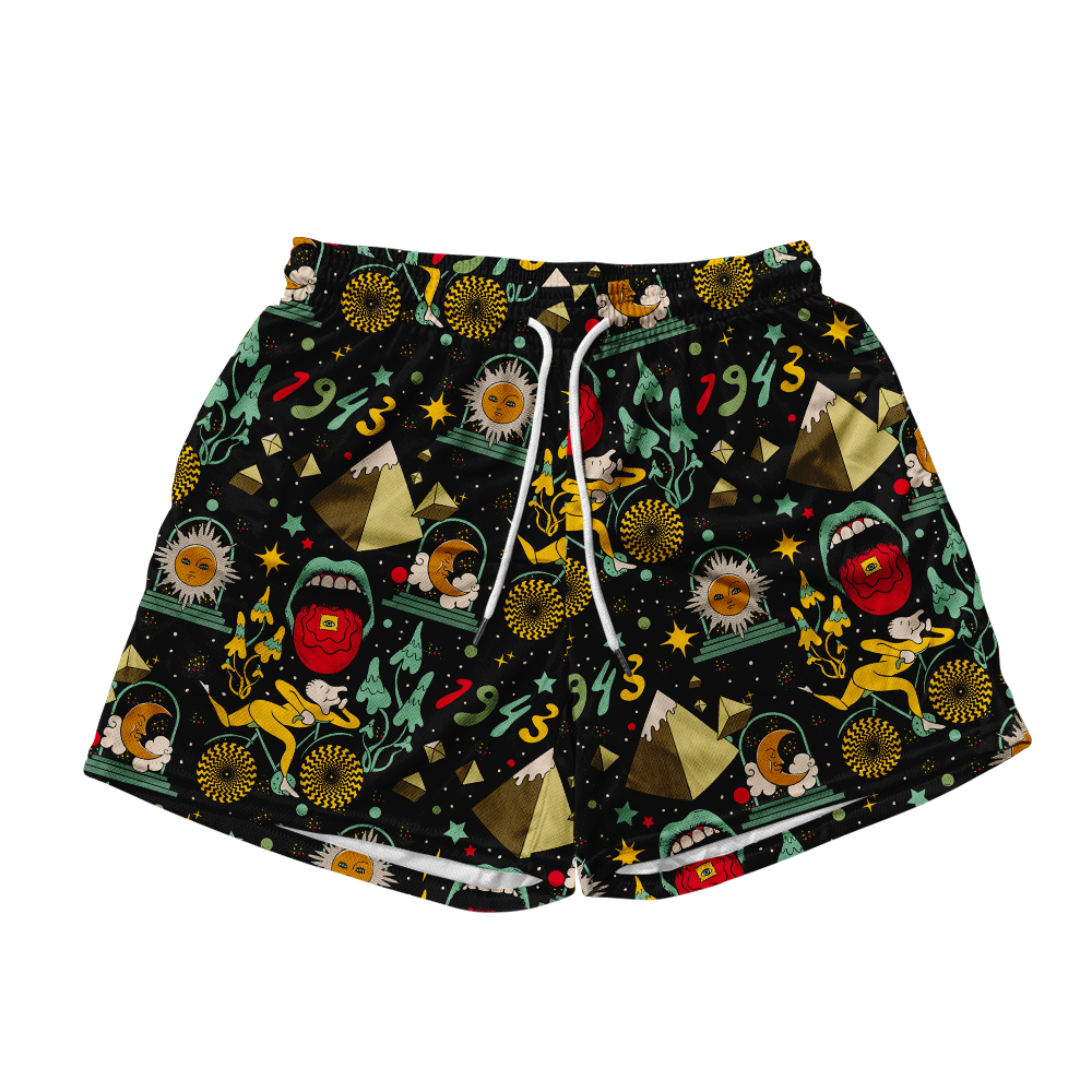 Bicycle Day Pattern All Over Print Men's Mesh Shorts